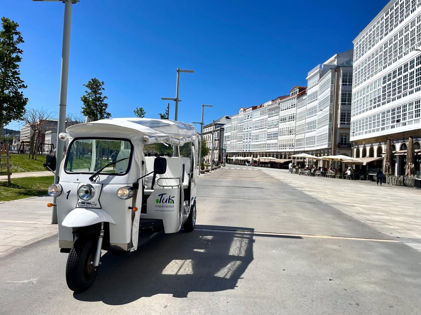 A Coruña: VIP Tuk Tuk tour - Marina Galleries and María Pita Square