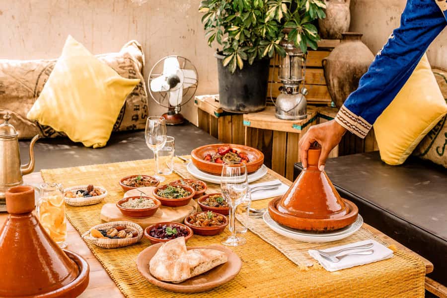 Agafay Desert: Inara Camp Luxury Private Lunch w/ Camel Ride - Tea, blue-robed hosts, and your private tent