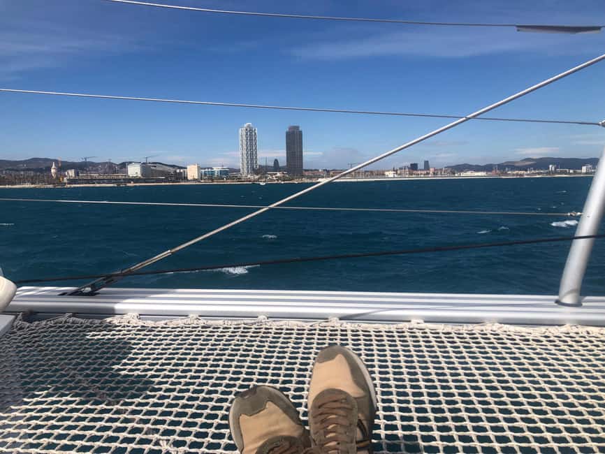 Barcelona: Shared cruise on luxury catamaran Drinks + Snacks - Hotel W, Montjuic Castle, and the city’s western edge