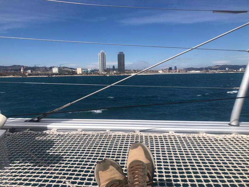 Barcelona: Shared cruise on luxury catamaran Drinks + Snacks - The Sagrada Familia from offshore