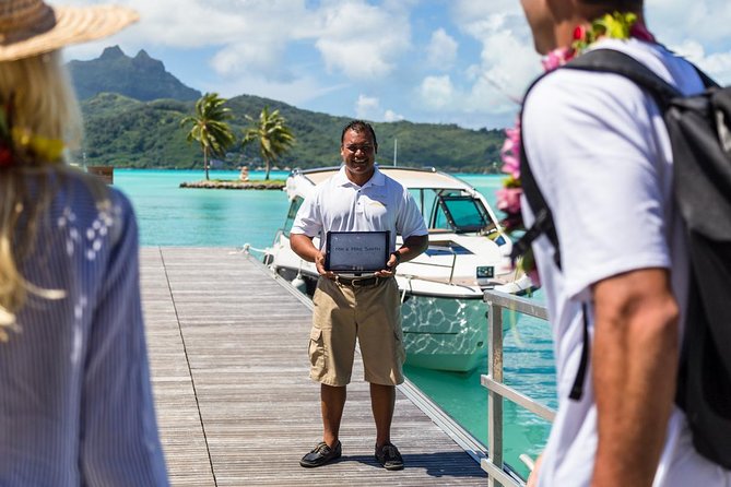 Bora Bora VIP Arrival Airport to Hotels Transfer - The welcome begins with flowers and a chilled towel