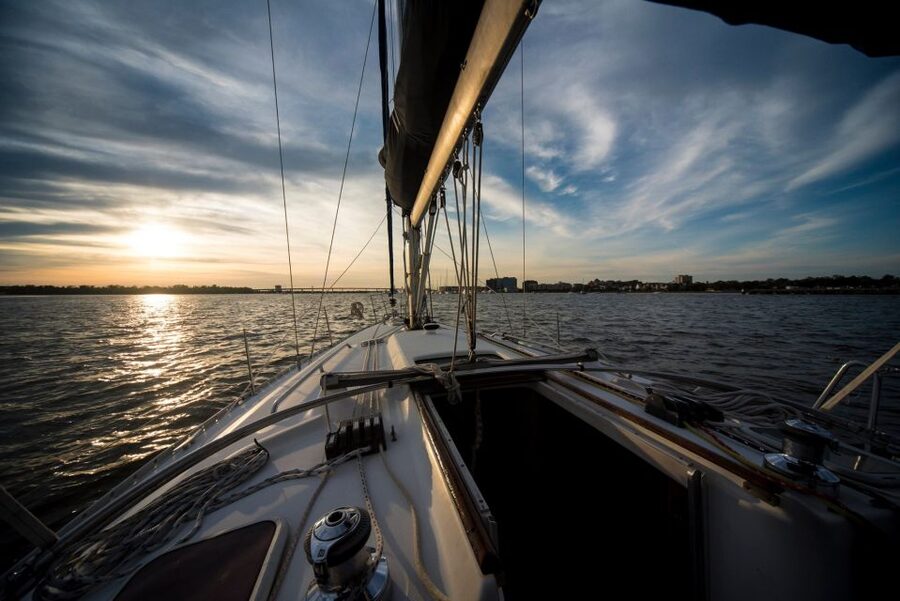 Charleston: Private BYOB Luxury Yacht Cruise - Into the harbor, with Castle Pinckney and the bridges ahead