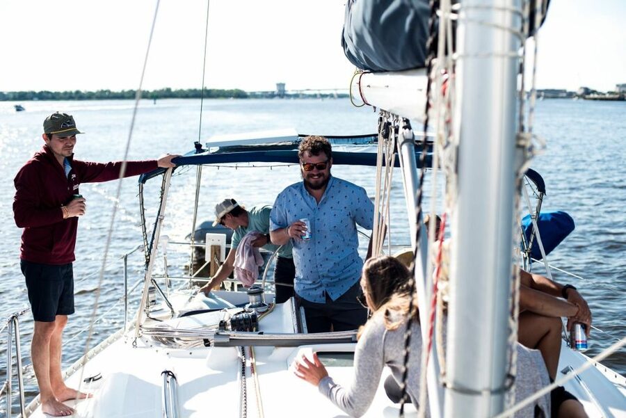 Charleston: Private BYOB Luxury Yacht Cruise - Watching for dolphins beside the boat