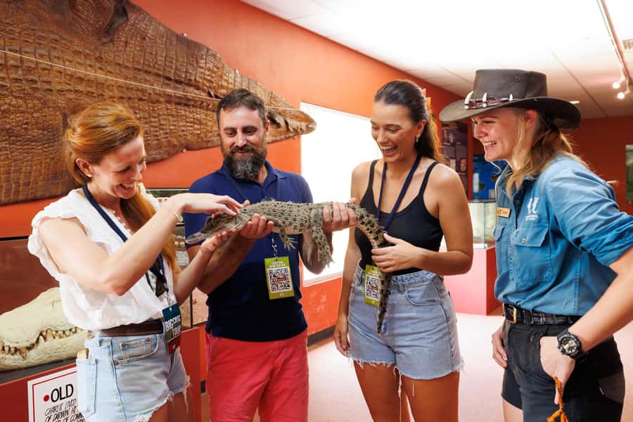 Darwin: VIP Crocosaurus Cove Experience - Feeding juvenile crocs from the Fishing for Crocs platform