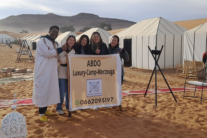 Day Trip and one night in Luxury camp merzouga - Dinner, tea, fire, and local music