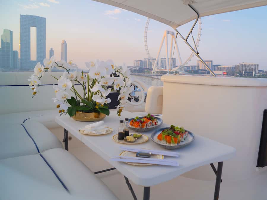 Dubai: Luxury Private 50 FT Yacht Cruise + Optional Sushi - Booking details that can save trouble