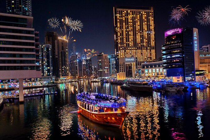 Dubai Marina: Luxury Dhow Dinner Cruise with Hotel Transfer - Cayan Tower and the opening views
