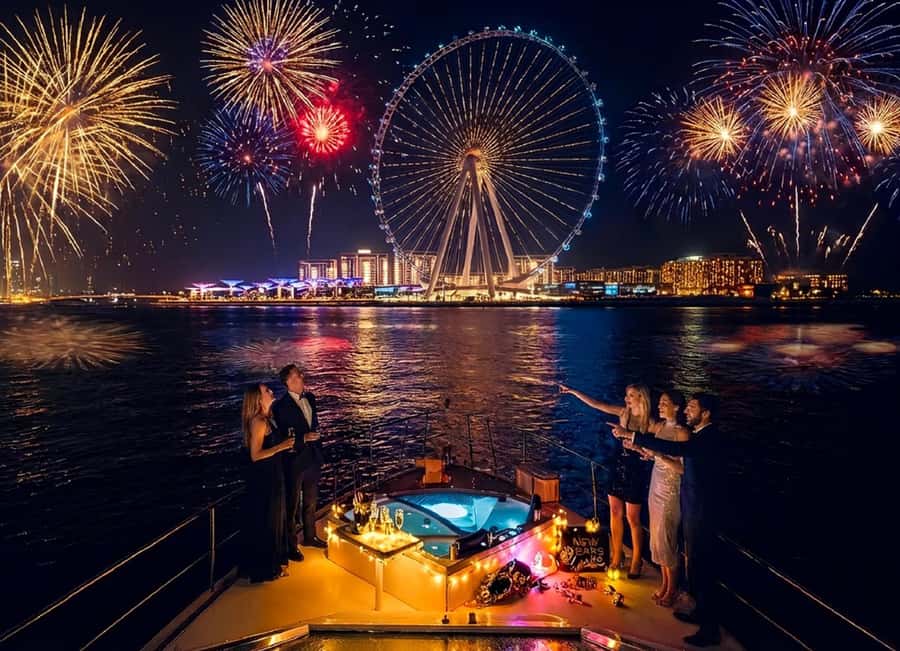 Dubai: New Year Eve Luxury Yacht Fireworks View & BBQ Cruise - Beginning at Dubai Harbour Yacht Club