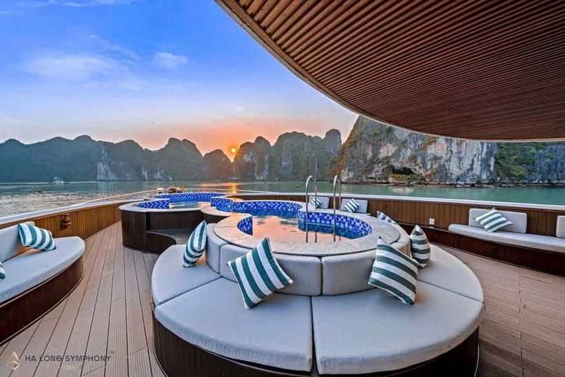 From Ha Long: Luxury Symphony Day Cruise with 2 Jacuzzi Pool - Lunch with Asian and European dishes