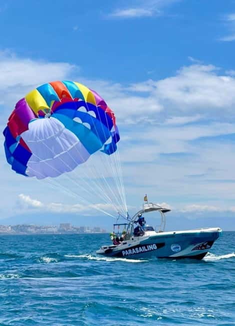 Fuengirola: Best luxury parasailing in Fuengirola - The boat ride out to the flight area