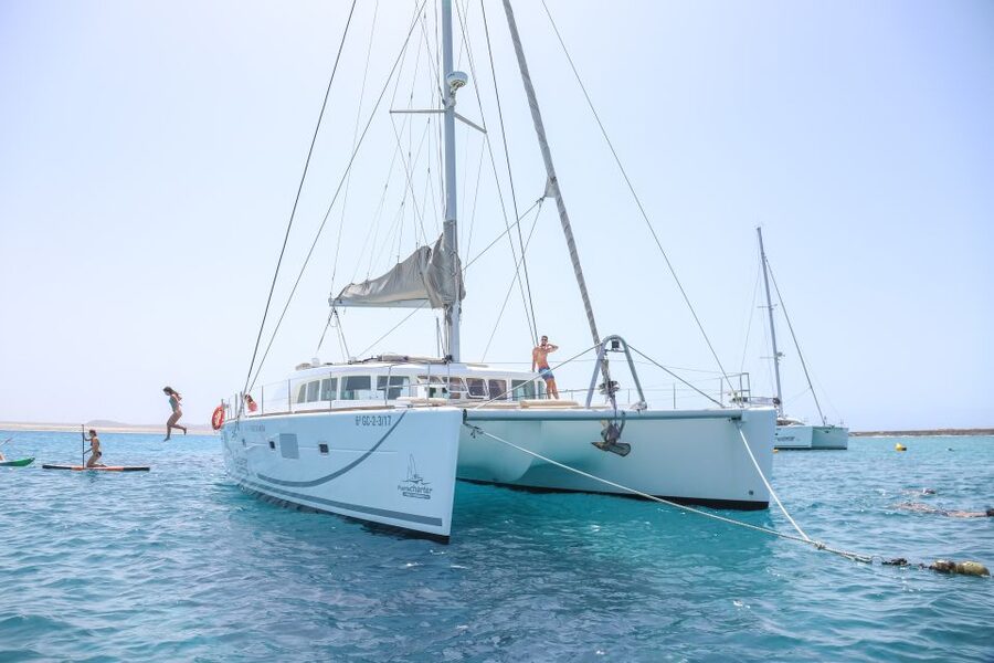 Fuerteventura: Private Luxury Catamaran to Lobo Island - Swimming and water sports at La Concha