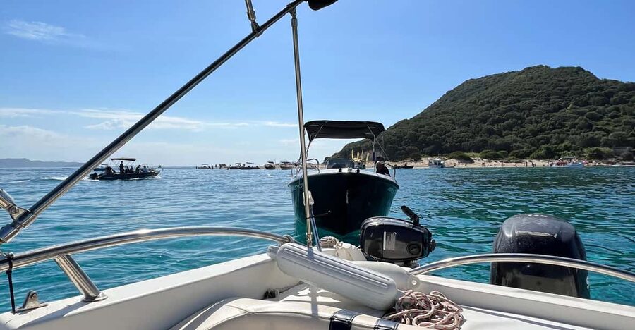 Laganas: Myzithres sunset experience with VIP speedboat - Turtle Island after dark