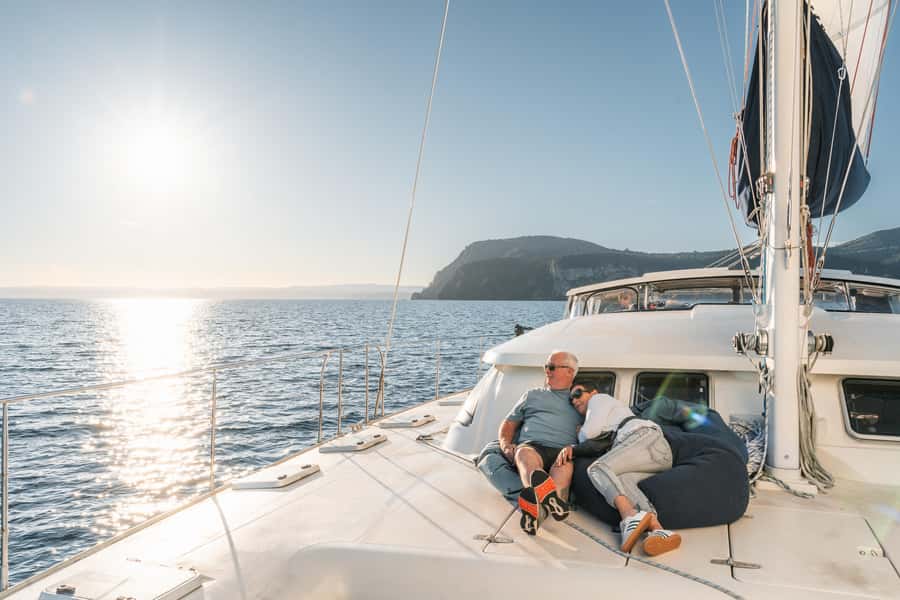 Lake Taupo: Luxury Sailing Catamaran to Māori Rock Carvings - The cruise across Great Lake Taupō