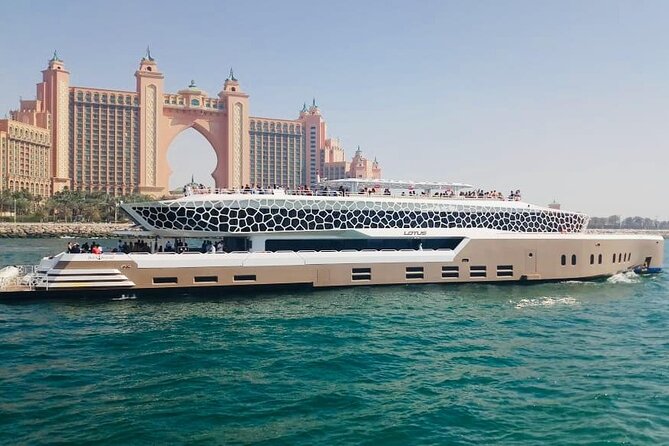 Lotus Mega Yacht Luxury Cruise with Live DJ, Dinner & Transfers - Burj Al Arab and the coastal skyline