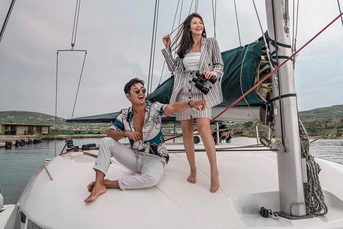 Luxury Catamaran Semi private cruise with meals & drinks and transportation. - Passing Little Venice and the Mykonos windmills