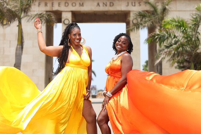 Luxury Flying Dress Photoshoot in Accra - The flying dress idea at Independence Square