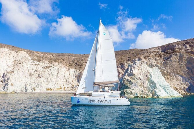 Luxury Small-Group Catamaran Cruise with BBQ, Open bar & Transfer - Palea Kameni and the 100-meter swim