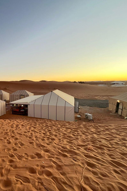 Merzouga: Overnight in Luxury camp with camels dinner - Moroccan dinner, mint tea, and evening music