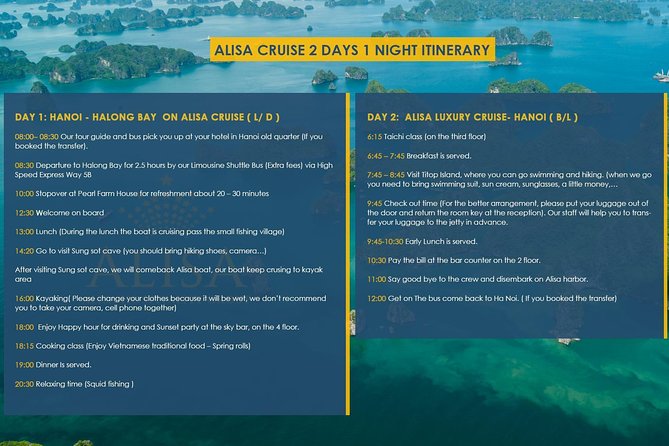 Overnight Luxury 5 Star Alisa Cruise with Meals, Kayak or Bamboo Boat - Your first afternoon on the bay