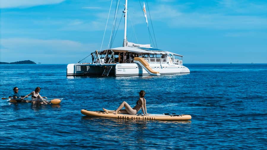 Phuket: Coral & Racha Sunset Luxury Catamaran Party Cruise - Sunset near Promthep Cape