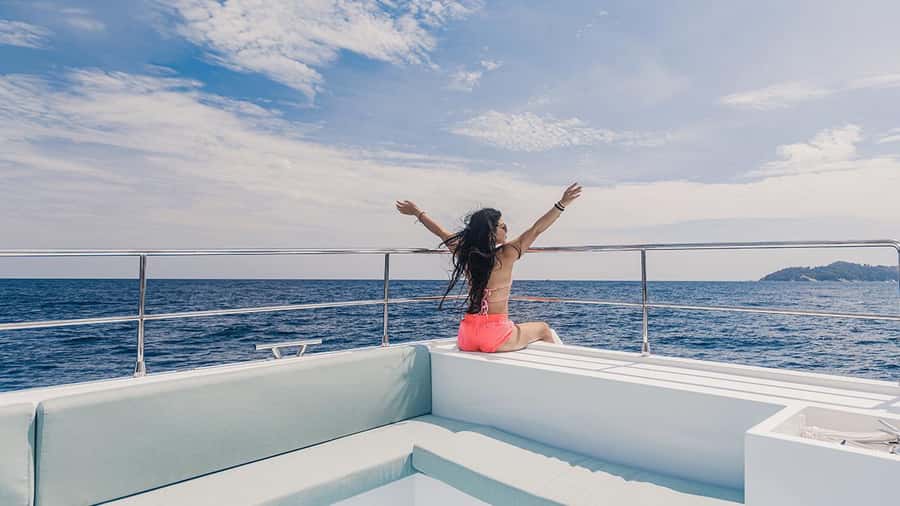 Phuket: Indigo Luxury Yacht to Phi Phi, Maya & Maithon - Phi Phi waters and the first snorkeling session