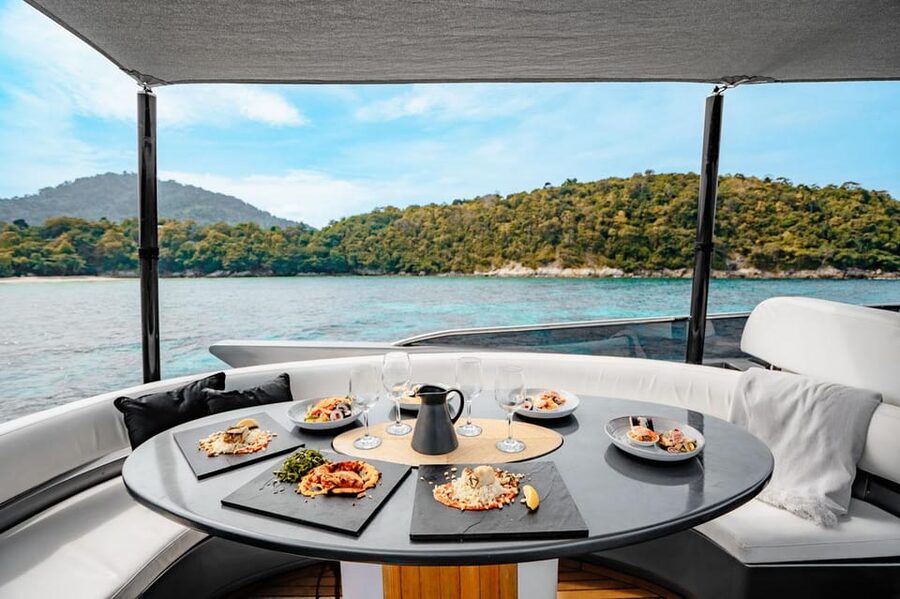 Phuket: Luxury HYPE Yacht to Phang Nga Bay and Hong Island - Phang Nga Bay at sunset