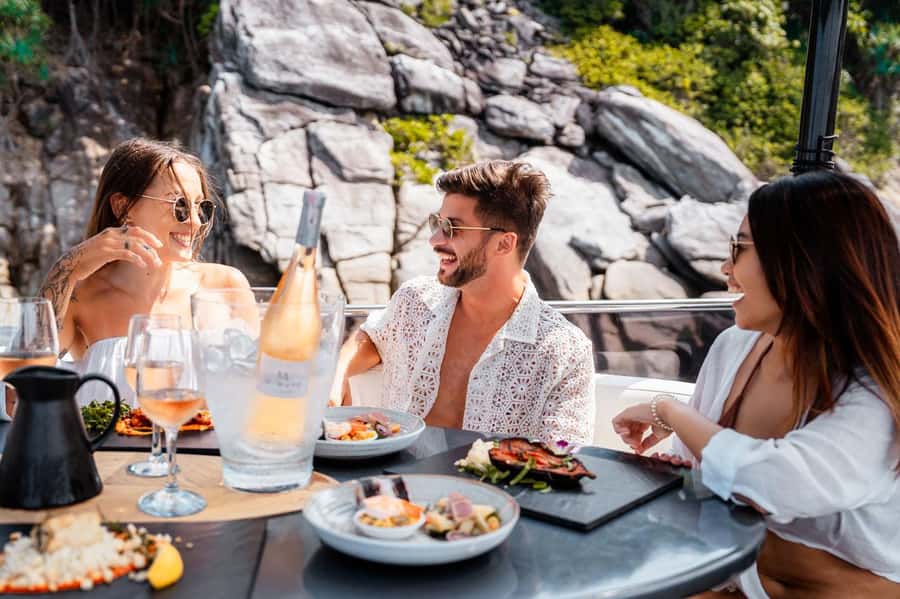 Phuket: Phi Phi Island & Maya Bay Luxury Yacht Day Tour - The first cruise and the approach to Maya Bay