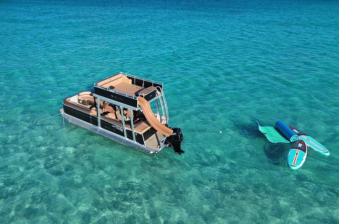 Private Crab Island Luxury Slide Pontoon Charter - What the $550 price really buys you
