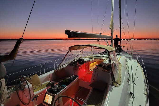Private Luxury Sunset Sail on the 50ft Sailing Yacht Fate BYOB - USS Yorktown and USS Laffey from the water