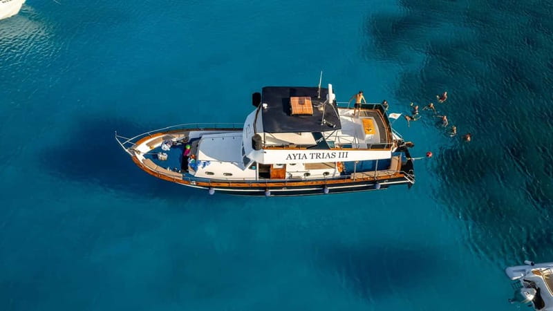 Protaras: Luxury Blue Lagoon Cruise / 3H, 2 Swim Stops - Starting at Paralimni Marina near the little chapel