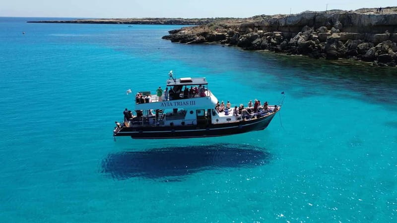Protaras: Luxury Blue Lagoon Cruise / 3H, 2 Swim Stops - Protaras and Fig Tree Bay from the water