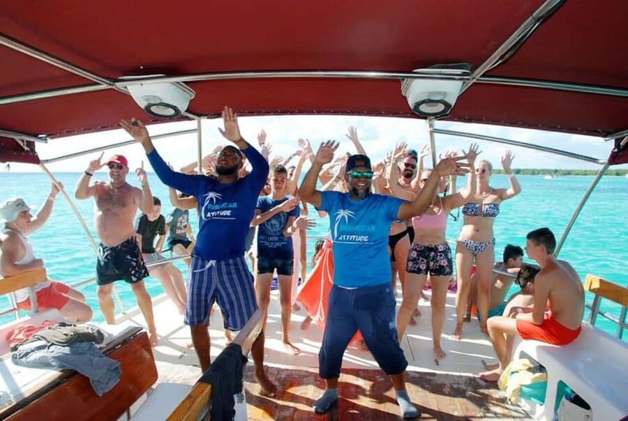 Punta Cana - Santo Domingo: Saona Island VIP Catamaran Tour - The Laguna Azul natural pool and starfish stop