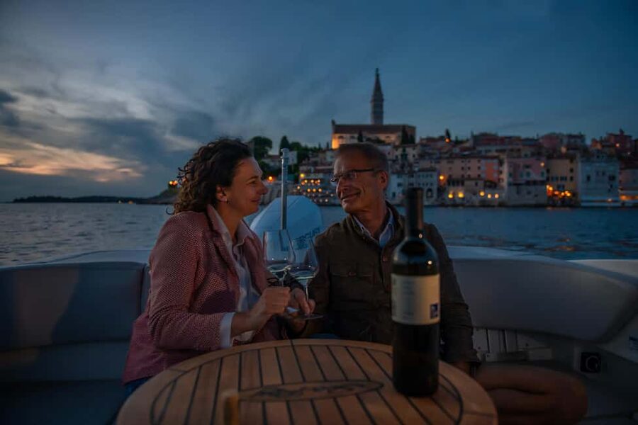 Rovinj: Private Luxury Old Town Night Boat Tour with Wine - The Main 25 Minutes: Rovinj’s Old Town in Lights