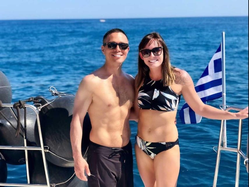 Santorini: Luxury Caldera Cruise with Full Greek Meal - What the small catamaran setup means