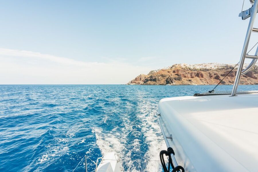 Santorini: Luxury Catamaran Day Trip with Meal and Open Bar - The volcanic hot springs at Palia Kameni
