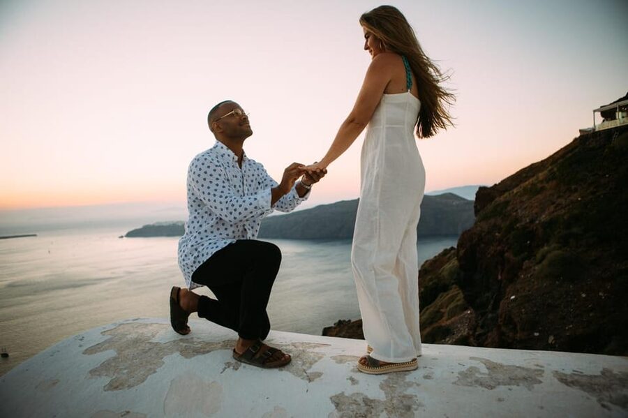 Santorini Proposal: A Luxury Photoshoot for Your Yes! Moment - Getting natural photos instead of stiff poses