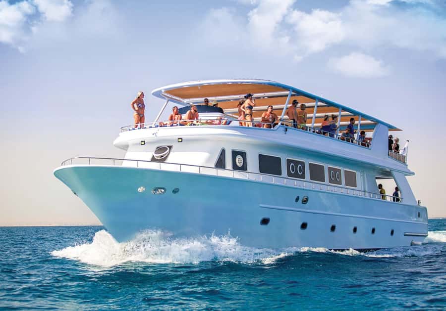 Sharm El-Sheikh: Luxury Ras Mohammed & White Island Cruise - A boat built for sun, shade, and changing weather