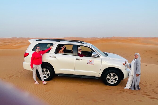 VIP Desert Safari with High Red Dune Bashing & Live BBQ Dinner - From Arabic coffee to the Bedouin-style camp